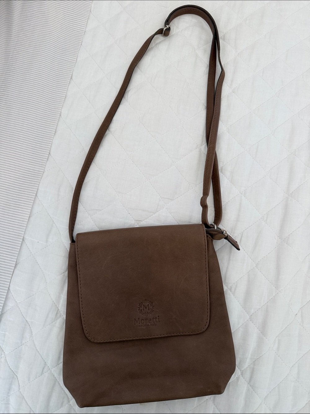 Brown Italian Leather Crossbody Bag